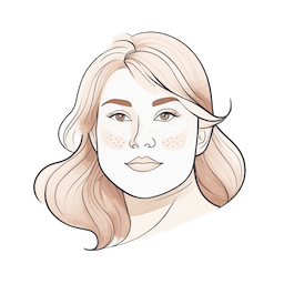 Flawless Logo, a beautiful woman with freckles head illustration.
